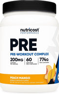 Nutricost Pre-Workout Complex Powder (60 Servings Peach Mango) - Pre-Workout Supplement with Beta-Alanine Taurine &amp Amino Acids
