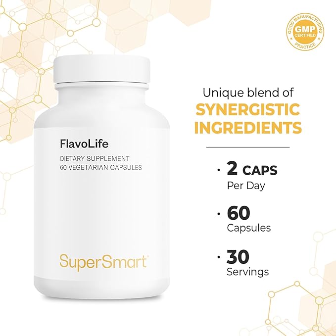 Supersmart FlavoLife (Flavonoid Complex Supplement) - with Luteolin Myricetin Fisetin Rutin Quercetin EGCG Apigenin Hesperidin | Non-GMO &amp Gluten Free - 60 Vegetarian Capsules