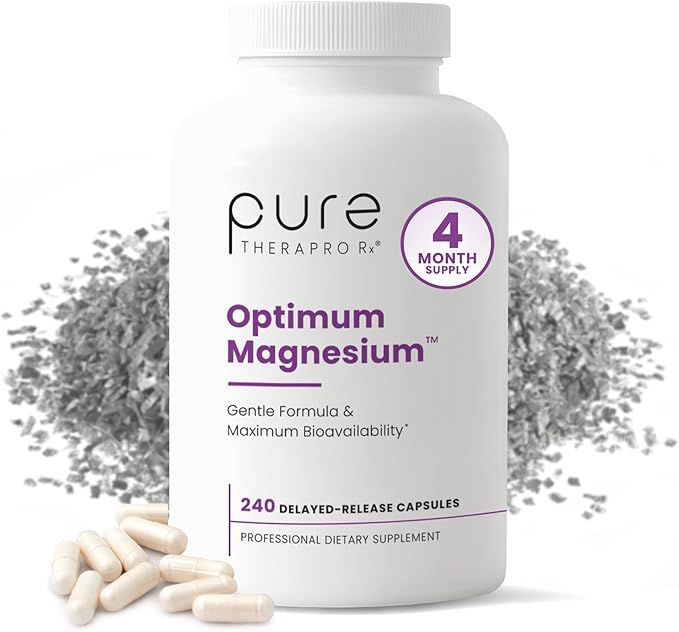 Pure TheraPro Rx Optimum Magnesium Lysinate Glycinate &amp Di-Magnesium Malate Made in USA | 4 Month Supply | Chelated for Maximum Absorption Supports Bone Health &amp Energy 240 Count