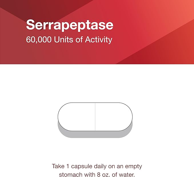 PROTOCOL FOR LIFE BALANCE Serrapeptase - Digestive Enzyme Capsule - 60000 Units Activity -Support Respiratory Health - Immune Support Supplement - 60 Veg Caps