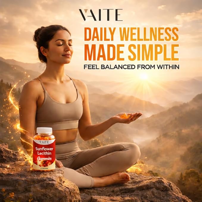 Sunflower Lecithin Extract Gummies 800mg - Vegan Non-GMO Soy-Free &amp Gluten-Free - Cognitive Health &amp Daily Nutrition - Easy-to-Digest Plant-Based Wellness Chews for Adults - 60 Chewables