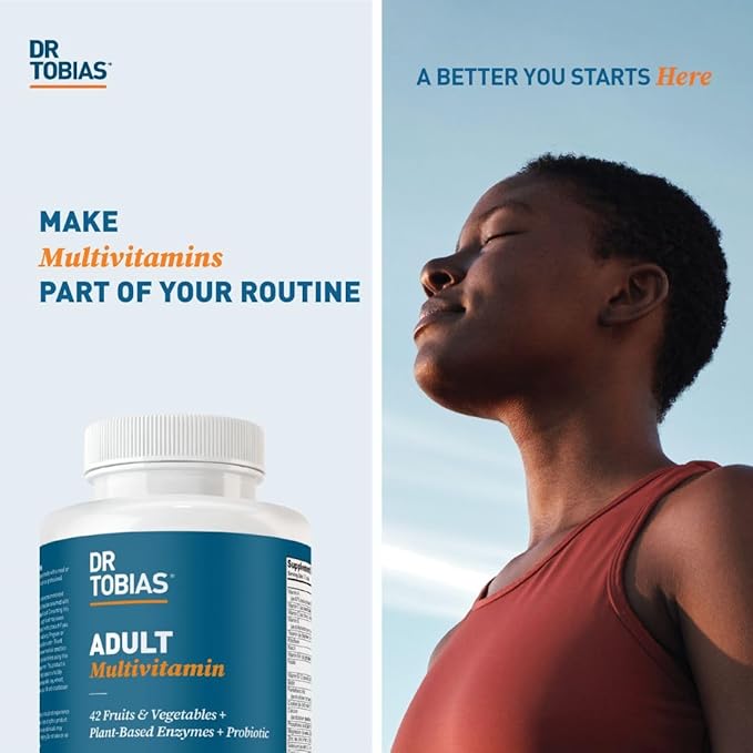 Dr. Tobias Adult Multivitamin for Women &amp Men - Immune Supporting Vitamins from 42 Fruits Vegetables Plus Probiotics Vegan Multivitamins for Men &amp Women - Non-GMO (90 Tablets 30 Servings)