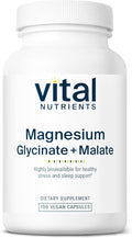 Vital Nutrients Magnesium Glycinate + Malate - 120mg Vegan Magnesium Supplement for Women and Men - Muscle Heart Bone Support* - Promotes Relaxation - Gluten Dairy and Soy Free - 100 Capsules