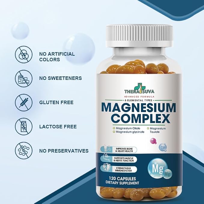 High Absorption Magnesium Complex | 6 Element Magnesium Complex for Muscle Bone &amp Nerve Health 2 Month Supply 120 Softgels
