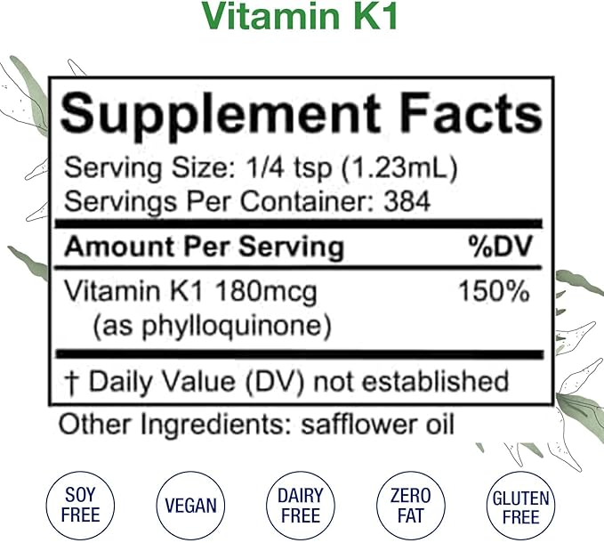 HoneyCombs Vitamin K Drops Newborn Oral Vitamin K for Newborns and Adults Liquid Vitamin K1 Phytonadione Also k1 for Dark Under Eye Circles and Skin - Bottle - Made in USA(16 Fl oz)