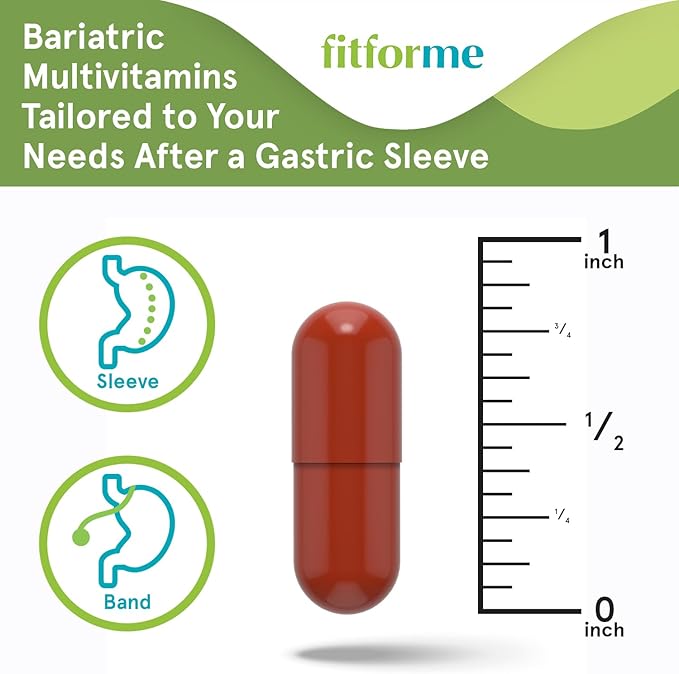 FitForMe Bariatric Multivitamin Tailored for Gastric Sleeve Surgery – One-a-Day Capsule 3-Month Supply 90 Count Easy-to-Swallow WLS Optimum Capsule Scientifically Formulated – for Men &amp Women