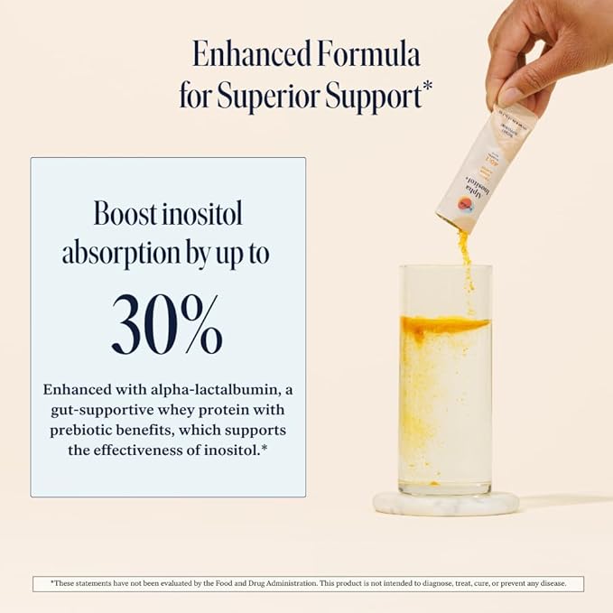 FullWell Alpha Inositol+ Stick Packs - Hormonal Ovarian &amp Metabolic Aid - 40:1 Myo-inositol to D-Chiro-inositol - Orange Cream - 60 Count (30 Servings)
