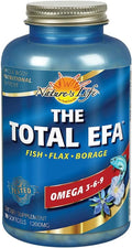Nature's Life The Total EFA Fish Oil w/Organic Flaxseed &amp Borage Oils | 1200 mg | Skin Heart &amp Memory | 90 Softgel