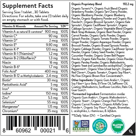 Movita Women’s Daily Multivitamin - Organic Fermented Whole Foods for Enhanced Energy Immunity &amp Vitality - Vegan Gluten-Free Non-GMO - 30-Day Supply (Eco-Friendly Refill Pouch)