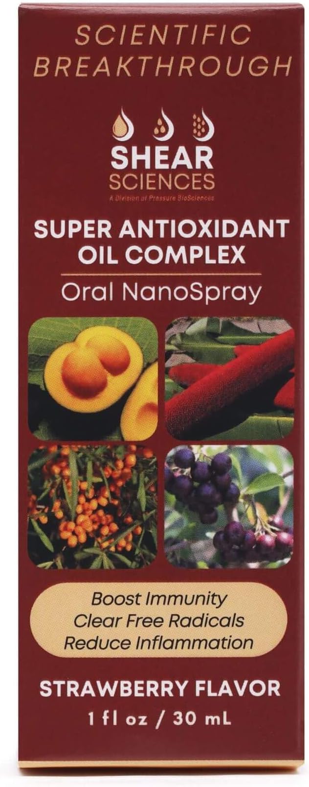 Super Antioxidant Oil Complex Oral NanoSpray – Nanoemulsified Natural Super Oils with Vitamins A C D3 E Omega 3 6 9 &amp CoQ10 – All In One Natural Vitamin – Strawberry Flavor 30ml