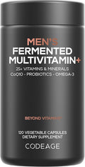 Codeage Men’s Daily Multivitamin – 25+ Essential Vitamins &amp Minerals Organic Whole Foods Probiotics Omega-3 Zinc Vitamins A B C D E &amp K – 120 Capsules