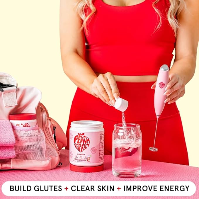 Peach Perfect Creatine Blend for Women – Micronized Creatine Monohydrate with BCAA &amp Collagen for Glute Strength Support – Pink Lemonade – 30 Servings