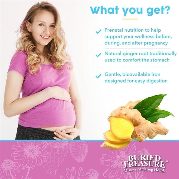Buried Treasure Prenatal Plus DHA Complete 16 oz Natural DHA Omega3 Iron