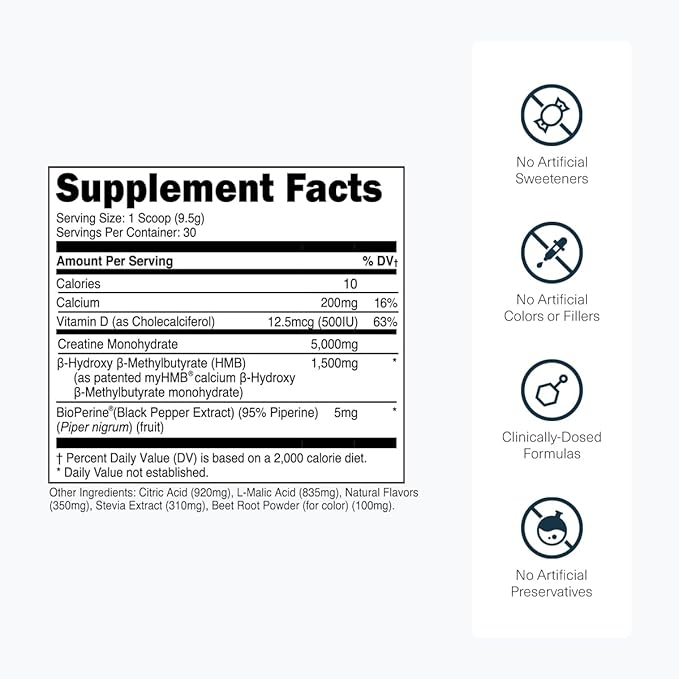 Transparent Labs Creatine HMB - Creatine Monohydrate Powder with HMB for Muscle Growth Increased Strength Enhanced Energy Output and Improved Athletic Performance - 30 Servings Hawaiian Splash