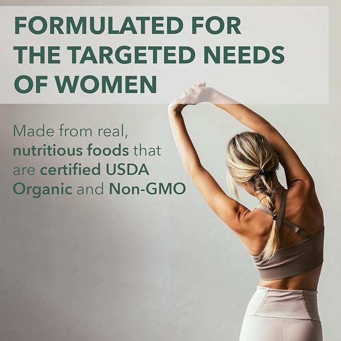 PlantFusion Organic Multivitamin for Women with Iron One Daily Vegan Multivitamin with Plant Based B12 D3 &amp Whole Food Blend for Energy &amp Immune Support - 30 Tablets (1 Month Supply)