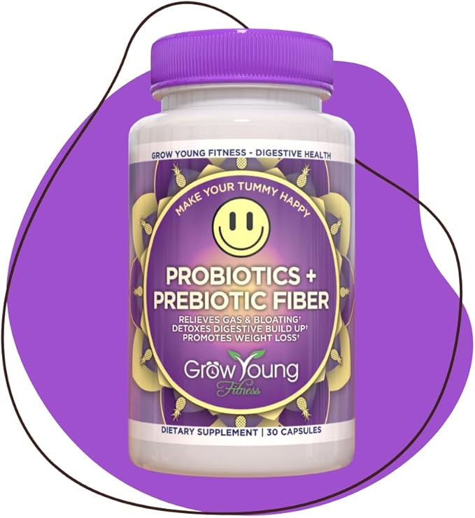 Grow Young Fitness Daily Probiotic + Prebiotic Fiber Supplement Supports Digestive Health (1 Pack 30 Servings)