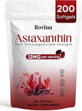 Rovina Astaxanthin 12mg Astaxanthin Antioxidant Supplements for Immune Eye Skin Supports Non-GMO &amp Gluten Free - 200 Softgels