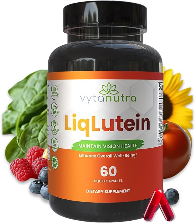 Liquid Lutein &amp Zeaxanthin – Fast-Absorbing Eye Support for Blue Light &amp Visual Health with Zinc Vitamin A &amp Antioxidants – 60 Veggie Liquid Capsules
