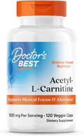 Doctors Best Acetyl-L-Carnitine 1000 mg Per Serving - Acetyl L Carnitine Supplement for Men &amp Women Supports Brain &amp Nerve Cell Function Mental Focus Helps Generate Cellular Energy - 120 Ve