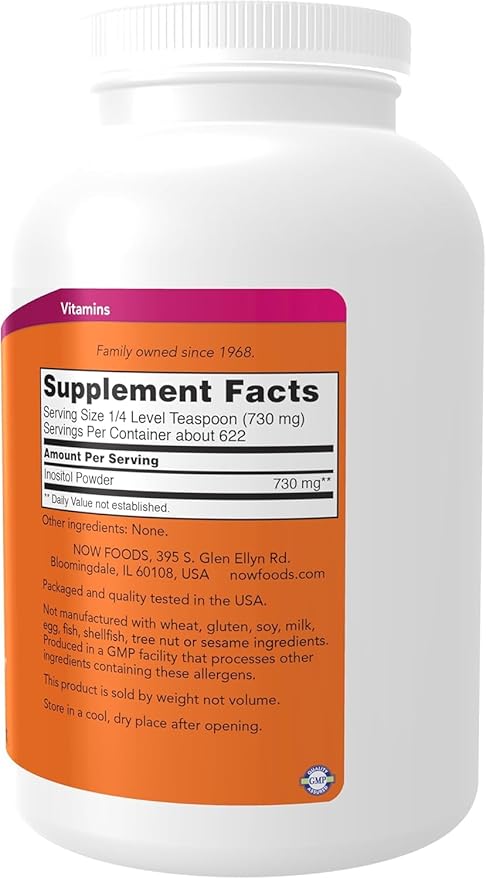 NOW Foods 100% Pure Inositol Powder - 1 Lb - Powder-2 Pack