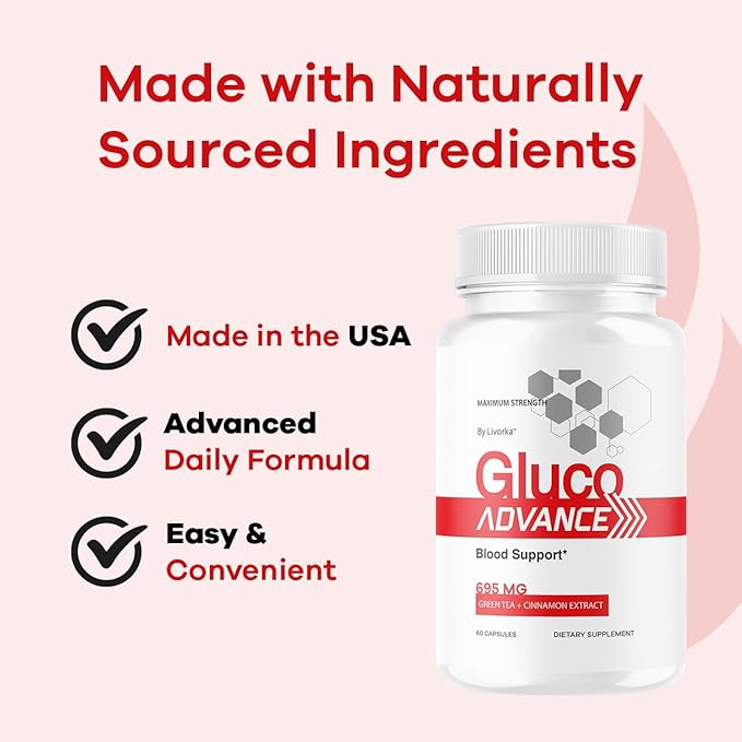 (2 Pack) Gluco Advance Capsules - Official GlucoAdvanced Premium Advanced Formula Pills - Maximum Strength All Natural Health Formula Pills for Overall Health &amp Wellness 120 Capsules for 2 Month