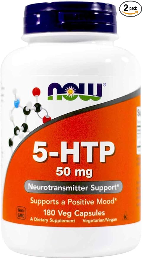 NOW Foods 5-HTP (50 Milligram) - 180 ct (Pack of 2)
