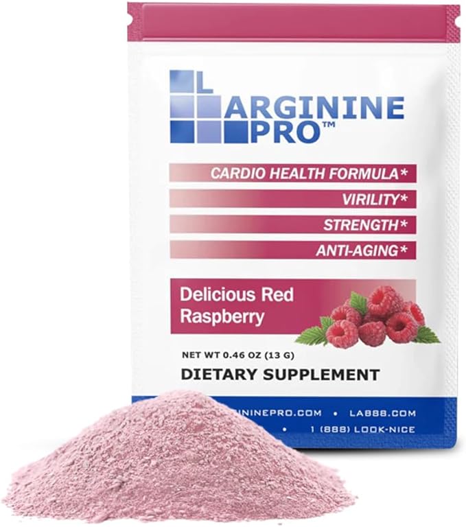L-ARGININE PRO | 5500mg L-Arginine Plus L-Citrulline 1100mg Raspberry Powder Drink Mix Supplement for Increased Nitric Oxide Production