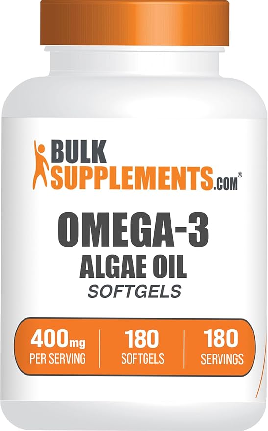BulkSupplements.com Omega-3 Softgels - from Algal Oil Algae Oil Omega 3 Supplement - Gluten Free 1 Softgel per Serving 180 Count (Pack of 1)