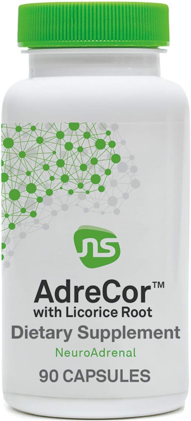 Neuroscience AdreCor with Licorice Root - Cortisol Supplement for Women &amp Men with Vitamins &amp Amino Acids - Calm Aid for Energy Adrenal Health and Stress Resilience (90 ct)