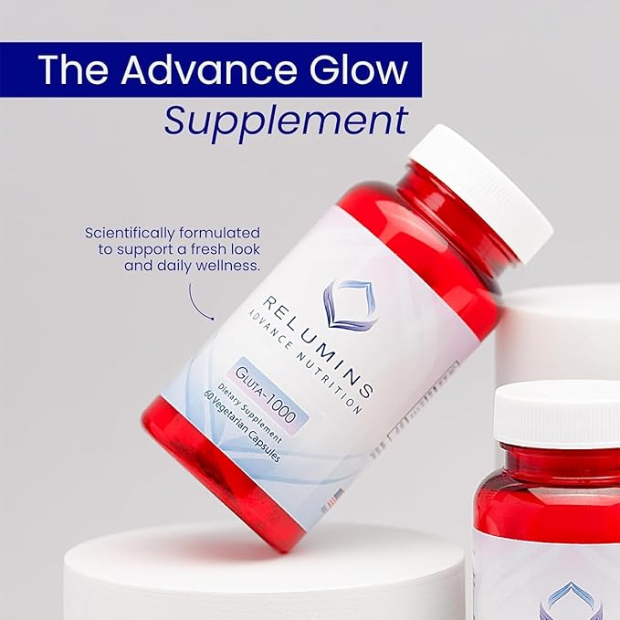 Relumins L-Glutathione Supplement Complex - Wellness Gift for Mom - World’s Most Advanced Reduced Glutathione 1000mg with Alpha Lipoic Acid for Smoother &amp Brighter Skin Made in USA - 60 Caps