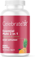 Celebrate Vitamins 2-in-1 Bariatric Multivitamin with Calcium Citrate - Vitamins A D E for Post Bariatric Surgery Gastric Bypass and Sleeve Gastrectomy Patients - Orange Pineapple (120 Chewables)