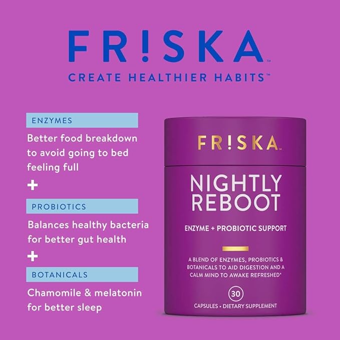 FRISKA Mens &amp Nightly Probiotic Bundle | Digestive Enzymes &amp Probiotics Supplement | Male &amp Nightime Digestion &amp Bloating Support | 30 Capsules per Bottle