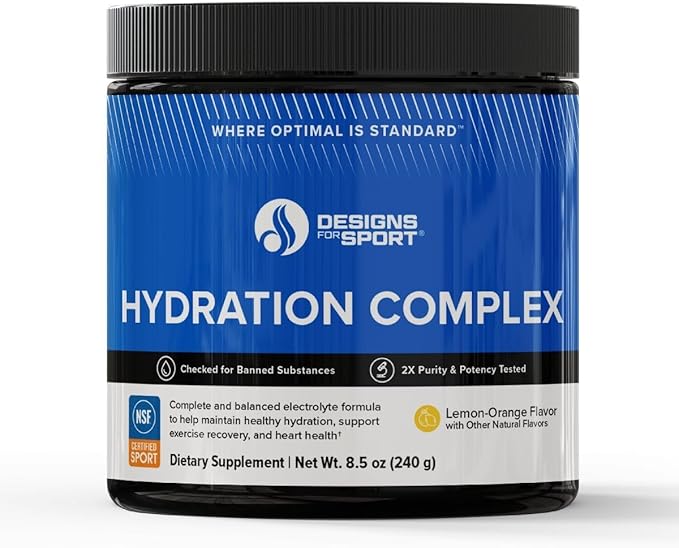 Designs for Sport Hydration Complex - Supports Hydration &amp Skeletal Muscle Function* - Electrolytes with D-Ribose &amp Vitamin C - Lemon-Orange Flavor - 8.5 oz 30 Servings