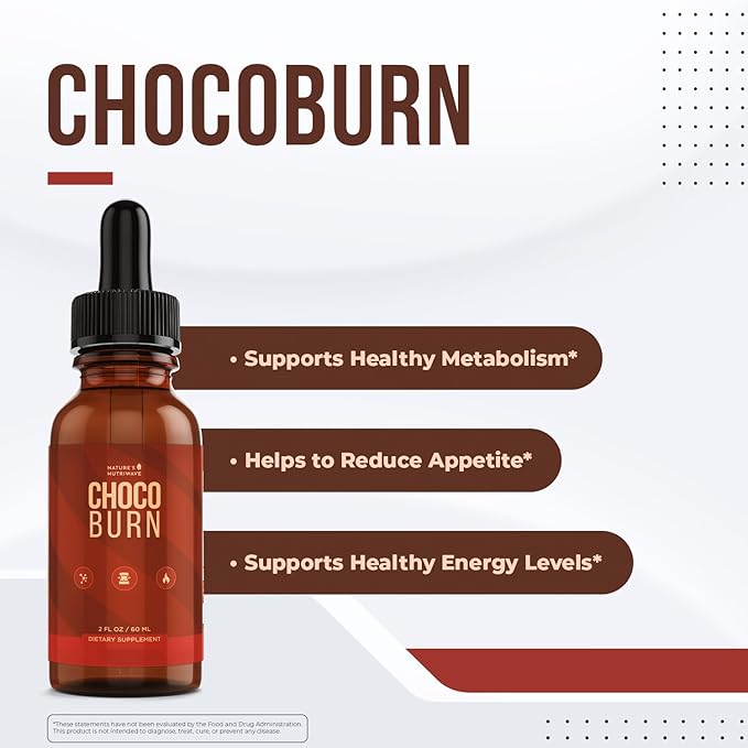 Choco Burn – Daily Liquid Botanical Supplement with Chromium Maca Root Grape Seed &amp 20+ Plant Extracts – Non-GMO Stimulant-Free Formula – Made in USA 2 fl oz (60 mL) 60 Servings 1 Month Supp