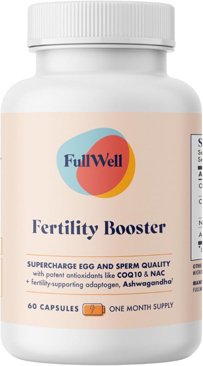 FullWell Fertility Booster - Conception Support for Men &amp Women - Supports Egg &amp Sperm Quality - Reproductive Health - CoQ10 Ashwagandha NAC &amp ALA - 60 Count (30 Servings)