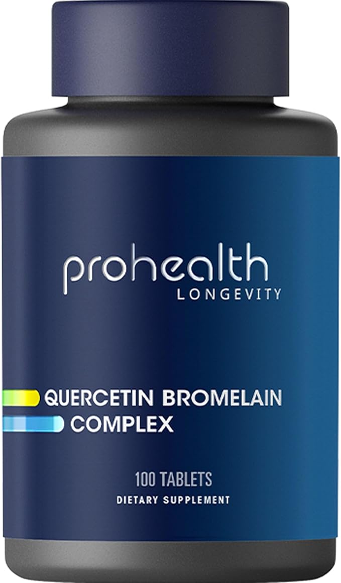 ProHealth Quercetin &amp Bromelain Complex (100 Tablets) - Natural Anti-Histamine - Sinus and Allergy Support Supplement