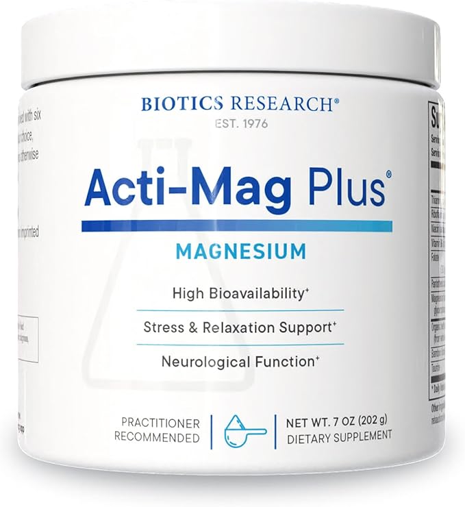 Biotics Research Acti-Mag Plus™ Highly Bioavailable Powdered 400mg Magnesium Formula 5g / Serving Optimizes Stress Response Promotes Relaxation Healthy Energy Levels Muscular Comfort 7 Oz
