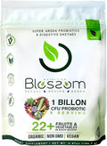 Blossom SuperGreens Probiotics – Digestive Enzymes &amp Pre/ProBiotics for Bloating Relief – 30+ SuperGreens &amp SuperReds to Boost Energy –Organic Gluten-Free No Fiber 0g Sugar Non-GMO (Origin