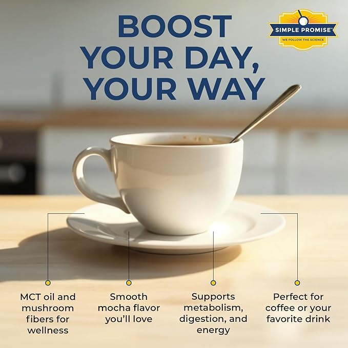 Simple Promise SlimBliss - Sugar Free Coffee Creamer with MCT Oil Powder - Supports Metabolism Energy and Digestion - MCT Powder for Coffee Keto Coffee Creamer Healthy Mocha Creamer - 30 Servings