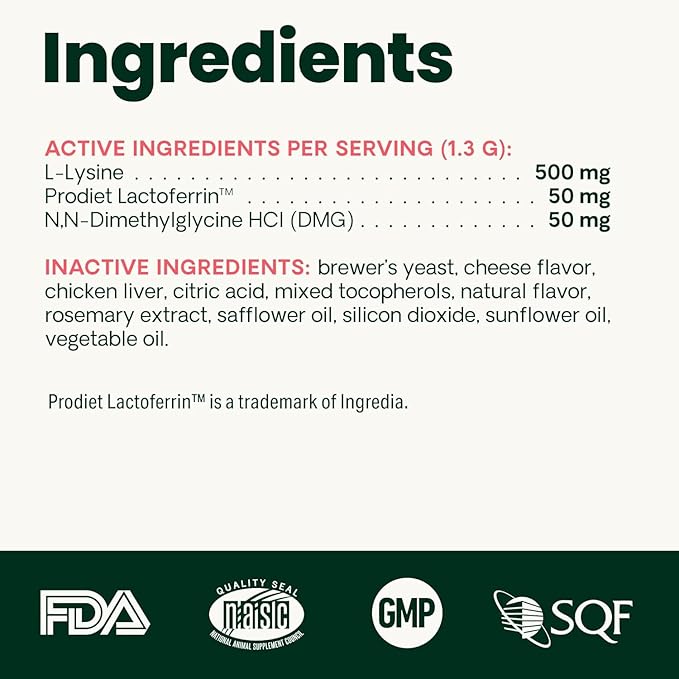 VetriScience Ultimate Strength Lysine Immunity Health Powder for Cats &amp Kittens Supplement for Allergy &amp Nasal Support Sneezing Runny Nose &amp Watery Eyes Chicken &amp Cheese Flavor 60
