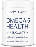 BodyHealth Omega 3 Health Fish Oil Supplement for Women and Men Heart and Brain Health Fish Oil Pills Fatty Acid Supplements Omega 3 Vitamins - 60 Soft Gels