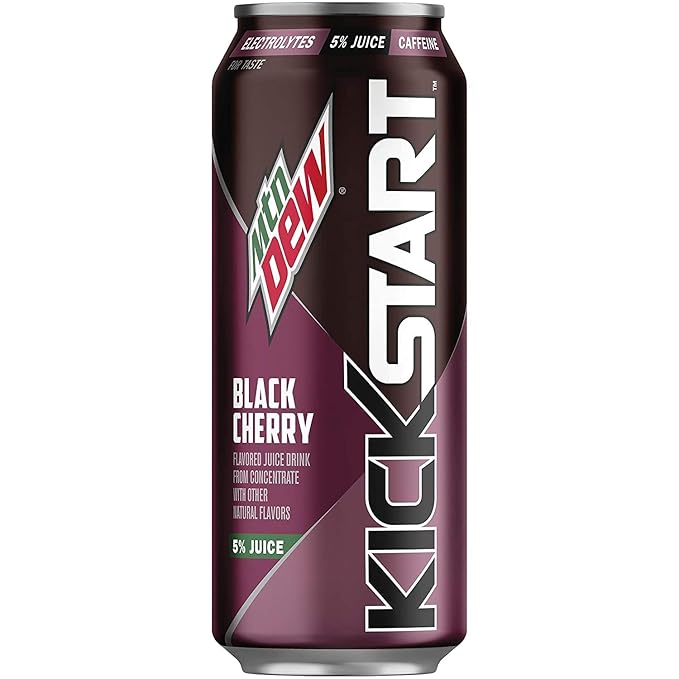 Kickstart Energy Drink Variety - Fruit Punch Black Cherry Orange Citrus Pineapple Orange Mango 16 Fl Oz (Pack of 16)