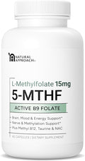 L-Methylfolate 15mg | 5-MTHF (Active B9) with Methyl B12 D3 NAC &amp Taurine | Premium Methylated Folate Supplement for Daily Use | Mood Energy &amp Cognitive Support | 60 Capsules