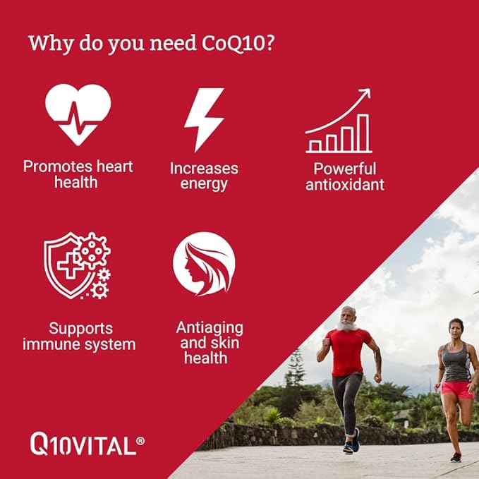Q10Vital CoQ10 100 mg Liquid | Superior Absorption – Up to 9 Times Better Absorption | Strong Antioxidant for Heart Health Energy Production Anti-Aging and Skin Health | Sugar-Free | Apple Flavor