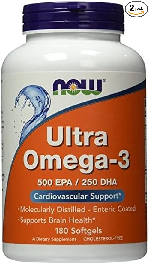 NOW Foods Ultra Omega-3 500 EPA/250 DHA 180 Softgels from (Pack of 2)