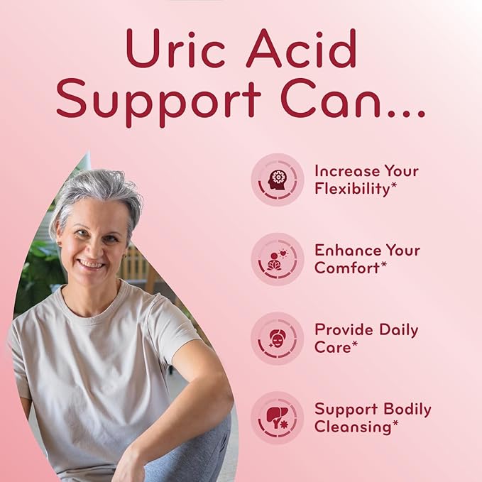 Herbal Uric Acid Support Formula - Kidney &amp Uric Acid Cleanse &amp Detox with Chanca Piedra Tart Cherry Celery Seed Bromelain &amp Cranberry Extract - Made in a GMP Certified Facility (90 Servin