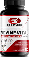 BovineVital Grass-Fed Beef Organ Supplement - Liver Heart Kidney Pancreas &amp Spleen – Natural Energy Digestion Immune &amp Cognitive Support – Non-GMO Hormone-Free – 120 Capsules
