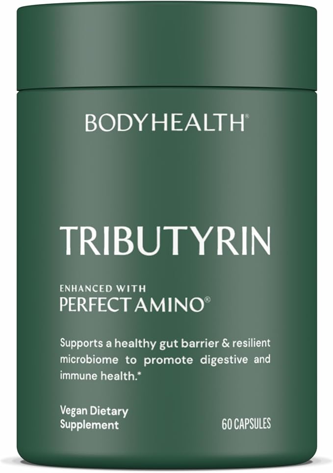 BodyHealth Tributyrin 200mg - Tri-Butyrin Supplement for Gut Health Support Digestive Comfort Microbiome Balance &amp Immune Support* - 60 Capsules