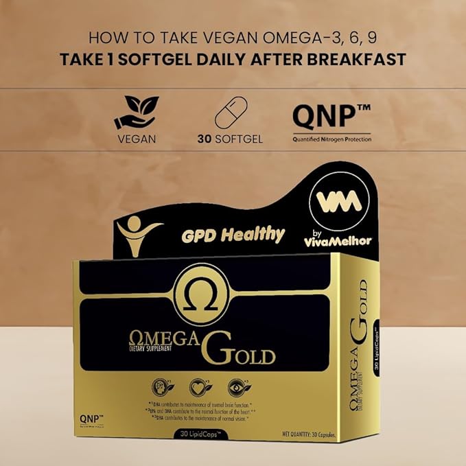 Vegan Omega Gold - Omega 3 6 and 9 Supplement 30 Capsules