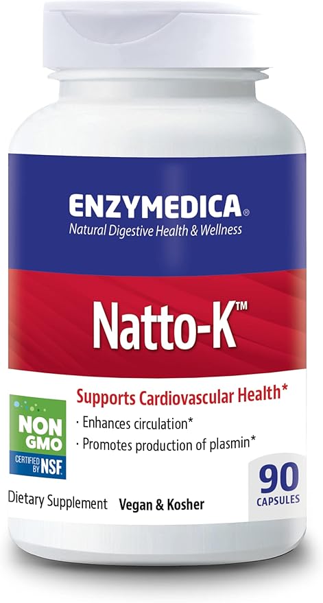 Enzymedica Natto-K Nattokinase Supplement Promotes Heart Health &amp Circulation 90 Count